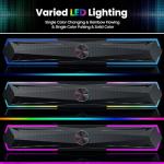 Tylubio Pc Speakers Computer Sound Bar with Stereo Sound, Flowing LED & Push-Button Control Computer Speaker for Desktop Laptop Monitor, USB Input