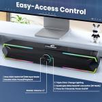 Tylubio Pc Speakers Computer Sound Bar with Stereo Sound, Flowing LED & Push-Button Control Computer Speaker for Desktop Laptop Monitor, USB Input