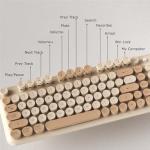 COVEVA Wireless Bluetooth Keyboard - Full Size Retro Round Typewriter Style Wireless Keyboard with 2.4GHz & Bluetooth Dual-Mode Compatibility for PC, Laptop, Windows, Mac, and More (Milk Tea)