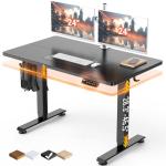 Veken 47.2" Standing Desk, Adjustable Height Office Desk with Wood Desktop, Computer Table for Home Work, Study and Gaming, Small Spaces, Modern Furniture, Black