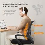 Sweetcrispy Home Office Managerial Executive Chair, Ergonomic Mesh Adjustable Swivel Mid-Back Computer Desk Chair with Comfortable Lumbar Support, Comfy Arms for Bedroom,Study