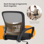 Sweetcrispy Home Office Managerial Executive Chair, Ergonomic Mesh Adjustable Swivel Mid-Back Computer Desk Chair with Comfortable Lumbar Support, Comfy Arms for Bedroom,Study