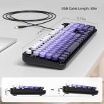 MOWUX Computer Keyboard Wired, Plug and Play USB Retro Round Typewriter Keyboard, Full Size Wired Keyboard with Foldable Stands for Laptop and Office PC- Black Purple Gradient