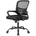 Sweetcrispy Home Office Managerial Executive Chair, Ergonomic Mesh Adjustable Swivel Mid-Back Computer Desk Chair with Comfortable Lumbar Support, Comfy Arms for Bedroom,Study