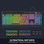 MARVO Large Print Backlit Keyboard, WK712 Wired Computer Keyboards with 7 Colors & 11 Modes Backlight, Tablet Phone Holder and Quiet Light Up Keys, Full-Size Gaming Keyboard for Windows, Mac