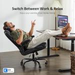 amseatec Office Chair, Executive PU Leather Chair Home Office Desk Chairs, Ergonomic Computer Desk Chair with Adjustable Flip-Up Arms, Lumbar Support Swivel Task Chair with Rocking Function (Black)