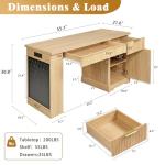 Karzibo 55" Modern Fluted Office Desk with Storage Cabinet & Drawers, Computer Writing Desk with Power Outlet, Pegboard, Built-in Shelves & Keyboard Tray for Study, Home Office (Light Oak)