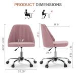 DUMOS Office Chair, Comfy Desk Chair Rolling Vanity Swivel Task Chairs with Wheels, Wide Seating Armless Height Adjustable Computer Chairs for Home,Bedroom,Student,Adults, Blush