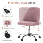 DUMOS Office Chair, Comfy Desk Chair Rolling Vanity Swivel Task Chairs with Wheels, Wide Seating Armless Height Adjustable Computer Chairs for Home,Bedroom,Student,Adults, Blush