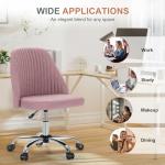 DUMOS Office Chair, Comfy Desk Chair Rolling Vanity Swivel Task Chairs with Wheels, Wide Seating Armless Height Adjustable Computer Chairs for Home,Bedroom,Student,Adults, Blush