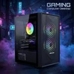 STGAubron Prebuilt Gaming PC Desktop, Radeon RX 550 4G, Intel Core i5 up to 3.7GHz, 16G RAM, 512G SSD, WiFi 6, BT 5.3, RGB Fan x2, Windows 11 Home
