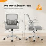 Sweetcrispy Home Office Managerial Executive Chair, Flip Up Armrest Ergonomic Mesh Adjustable Swivel Mid-Back Computer Desk Chair with Comfortable Lumbar Support, Comfy Arms for Bedroom,Study