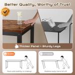 Huuger 55 x 24 inch Desk with Power Outlets & USB-C, Deeper & Thicker Desktop, Robust Metal Tubes, Computer Desk, Heavy Duty Office Desk, Work Gaming Desk for Home Office, Rustic Brown