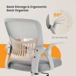 Sweetcrispy Home Office Managerial Executive Chair, Flip Up Armrest Ergonomic Mesh Adjustable Swivel Mid-Back Computer Desk Chair with Comfortable Lumbar Support, Comfy Arms for Bedroom,Study