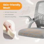 Sweetcrispy Home Office Managerial Executive Chair, Flip Up Armrest Ergonomic Mesh Adjustable Swivel Mid-Back Computer Desk Chair with Comfortable Lumbar Support, Comfy Arms for Bedroom,Study