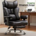 GTPLAYER Big and Tall Office Chair 400LBS Wide Ergonomic Gaming Chair with Deluxe Embossing Designed Leather with Foot Rest,150°Reclining Adjustable Soft Armrests Pocket Spring Back Support and Pillow