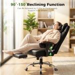 GTPLAYER Big and Tall Office Chair 400LBS Wide Ergonomic Gaming Chair with Deluxe Embossing Designed Leather with Foot Rest,150°Reclining Adjustable Soft Armrests Pocket Spring Back Support and Pillow