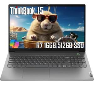 Lenovo ThinkBook 15 Business Laptop (15.6" FHD Anti-Glare, 16GB RAM, 512GB SSD, AMD Ryzen 7 5825U (> Intel i7-1255U)) Fingerprint, 1080p Webcam, Military Grade, Ethernet, Wi-Fi, Win 11 Pro w/Copilot