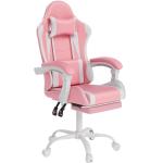 OS MOTOR Gaming Chair with Headrest and Lumbar Support, Ergonomic High Back Office Chair, Racing Style Executive Computer Desk Chair, Leather Adjustable Swivel Task Chair for Home Office (Pink White)