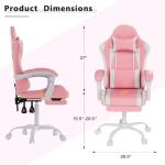 OS MOTOR Gaming Chair with Headrest and Lumbar Support, Ergonomic High Back Office Chair, Racing Style Executive Computer Desk Chair, Leather Adjustable Swivel Task Chair for Home Office (Pink White)