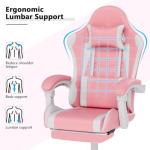 OS MOTOR Gaming Chair with Headrest and Lumbar Support, Ergonomic High Back Office Chair, Racing Style Executive Computer Desk Chair, Leather Adjustable Swivel Task Chair for Home Office (Pink White)