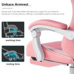 OS MOTOR Gaming Chair with Headrest and Lumbar Support, Ergonomic High Back Office Chair, Racing Style Executive Computer Desk Chair, Leather Adjustable Swivel Task Chair for Home Office (Pink White)
