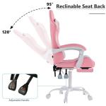 OS MOTOR Gaming Chair with Headrest and Lumbar Support, Ergonomic High Back Office Chair, Racing Style Executive Computer Desk Chair, Leather Adjustable Swivel Task Chair for Home Office (Pink White)