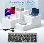 OMOTON Wired Keyboard for Mac, Large Print Backlit Keyboard with Numeric Keypad, Dual Interface (USB C + A), 7 Colors Light UP and Easy to See Big Letters for MacBook Pro/Air, Mini, iMac, Space Grey