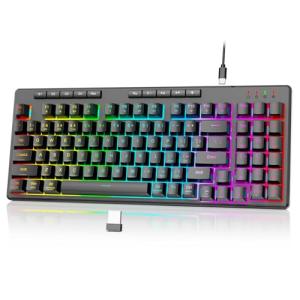 Redragon K517 Pro Wireless Gaming Keyboard, RGB Backlit, Tri-Mode BT/2.4GHz/USB-C, Mechanical Feel 94 Keys Computer Keyboard with 4 Macro Keys, Number Pad, 4000mAh Battery for Win/MAC