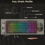 Redragon K517 Pro Wireless Gaming Keyboard, RGB Backlit, Tri-Mode BT/2.4GHz/USB-C, Mechanical Feel 94 Keys Computer Keyboard with 4 Macro Keys, Number Pad, 4000mAh Battery for Win/MAC