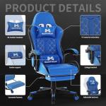 Gamtimer Gaming Chair, 400 lbs Adult Chair, High Back Computer Chair with Footrest and Linked Armrests, Office Video Game Chair with Lumbar Support (Blue)