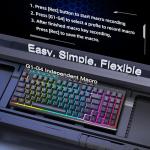 Redragon K517 Pro Wireless Gaming Keyboard, RGB Backlit, Tri-Mode BT/2.4GHz/USB-C, Mechanical Feel 94 Keys Computer Keyboard with 4 Macro Keys, Number Pad, 4000mAh Battery for Win/MAC