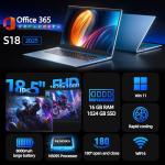 SGIN Windows 11 Laptop, 18.5 Inch Laptops with 16GB RAM 1024GB SSD, Office 365, Celeron N5095 Quad-Core(Up to 2.9GHz), Cooling Fan, WiFi 6, 8000mAh, HDMI, Business Student Computer for Work, School