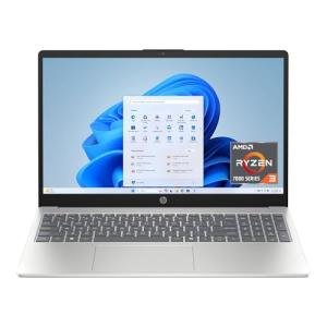 HP 15.6 inch Laptop, HD Touchscreen Display, AMD Ryzen 3 7320U, 8 GB RAM, 256 GB SSD, AMD Radeon Graphics, Windows 11 Home, Natural Silver, 15-fc0399nr