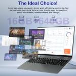 jumper 16 inch Convertible Laptop, Laptop Computer with Quad Core N95 Processor (Up to 3.4GHz), 16GB DDR5 RAM 640GB Storage, 360 Degree Touchscreen, Backlit Keyboard, Fingerprint Reader, BT5.2, WiFi 6