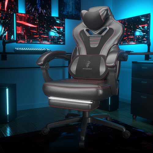 Dowinx Black Gaming Chair with Footrest and Massage