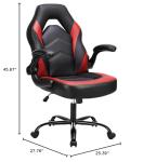 DUMOS Ergonomic Computer Gaming Chair with Flip-up Armrest, Height Adjustable PU Leather Home Office Desk Chair with Lumbar Support Swivel Wheels and for Adults and Kids, Scarlet Red