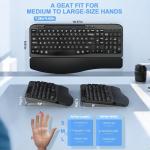 Ergonomic Wireless Keyboard with Cushioned Wrist Rest, Wave Keys, Phone Holder, Comfortable Natural Typing, 2.4GHz Full Size Cordless USB Computer Keyboard for Windows, Mac OS, Laptop, PC (Black)