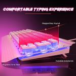 Dacoity Pink Creamy Keyboard, 104 Keys All-Metal Panel, Rainbow LED Backlit Silent Gaming Keyboard, Wrist Rest, PBT Keycap, Anti-ghosting Keys, Light Up USB Wired Computer Keyboard for PC