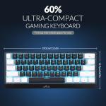 Rii RK806 60% Mechanical Gaming Keyboard,61 Keys Compact Wired Keyboard with Blue Backlight,Clicky Blue Switch,Anti-ghosting,for Windows Laptop PC Mac(Black&White)