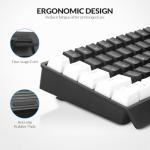 Rii RK806 60% Mechanical Gaming Keyboard,61 Keys Compact Wired Keyboard with Blue Backlight,Clicky Blue Switch,Anti-ghosting,for Windows Laptop PC Mac(Black&White)