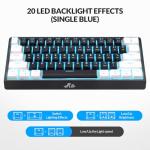 Rii RK806 60% Mechanical Gaming Keyboard,61 Keys Compact Wired Keyboard with Blue Backlight,Clicky Blue Switch,Anti-ghosting,for Windows Laptop PC Mac(Black&White)
