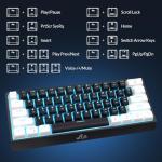 Rii RK806 60% Mechanical Gaming Keyboard,61 Keys Compact Wired Keyboard with Blue Backlight,Clicky Blue Switch,Anti-ghosting,for Windows Laptop PC Mac(Black&White)