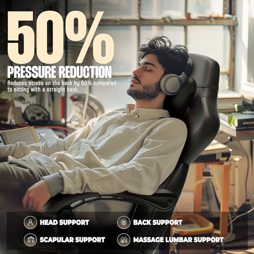 Dowinx Black Gaming Chair with Footrest and Massage