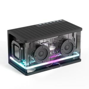 RK ROYAL KLUDGE SH100 Bluetooth Speaker, 40W Dynamic Driver with Enhanced Bass, Wireless Stereo Sound Portable Desktop Speaker, RGB Lights, Fast Charging, TWS Pairing for 360° Audio, Black