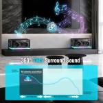 RK ROYAL KLUDGE SH100 Bluetooth Speaker, 40W Dynamic Driver with Enhanced Bass, Wireless Stereo Sound Portable Desktop Speaker, RGB Lights, Fast Charging, TWS Pairing for 360° Audio, Black