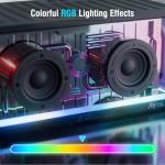 RK ROYAL KLUDGE SH100 Bluetooth Speaker, 40W Dynamic Driver with Enhanced Bass, Wireless Stereo Sound Portable Desktop Speaker, RGB Lights, Fast Charging, TWS Pairing for 360° Audio, Black