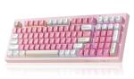 LEOBOG x Aula Gaming Keyboard, Wireless Creamy Keyboard, Bluetooth Computer Keyboards Ergonomic Pink Keyboard Full Size with Number Pad Light Up RGB Backlit Tri-Mode BT/2.4GHz/USB-C - K99