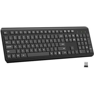 EDJO Wireless Keyboard, 2.4G Full-Sized Cordless USB Silent Computer Keyboard, Ergonomic Tilt Angle, Sleep Mode, Long Battery Life, for Windows, Mac OS Laptop/PC/Desktop/Notebook