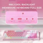 LEOBOG x Aula Gaming Keyboard, Wireless Creamy Keyboard, Bluetooth Computer Keyboards Ergonomic Pink Keyboard Full Size with Number Pad Light Up RGB Backlit Tri-Mode BT/2.4GHz/USB-C - K99